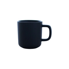 Minimalist Black Coffee Mug with Handle on transparent Background - Isolated Product Mockup