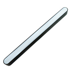 Black LED linear light isolated on white background, modern ceiling fixture designed for stretch ceiling, office, home and commercial lighting.