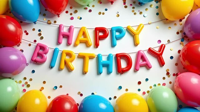 happy birthday card with balloons