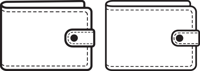 Two wallet silhouettes showing front and side views