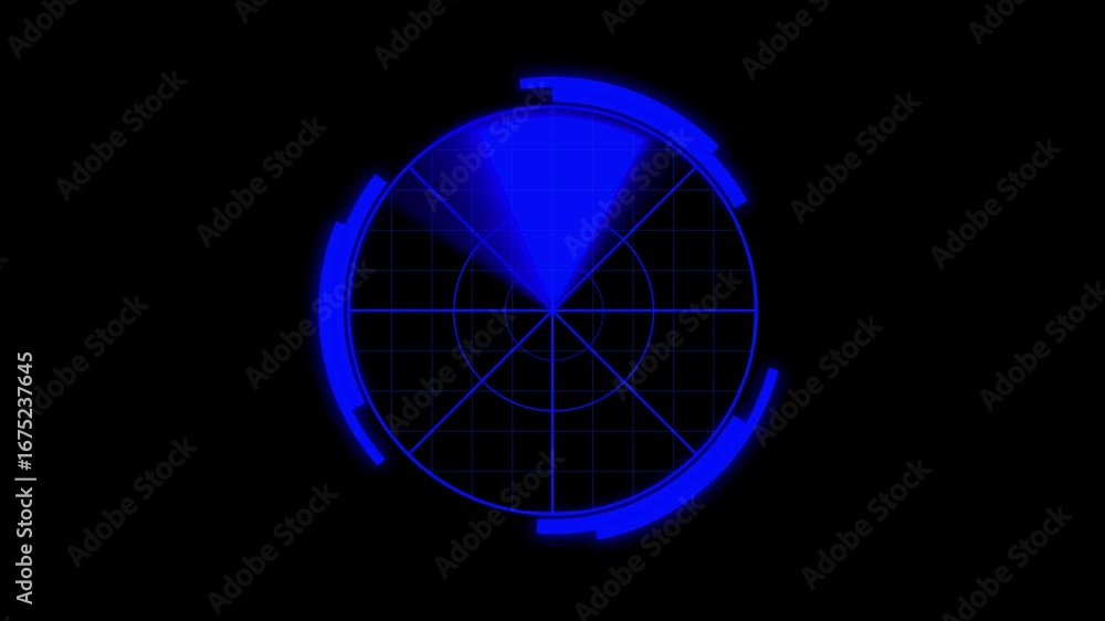 Aufkleber animated blue radar screen futuristic technology interface scan detection system digital hud sci fi 