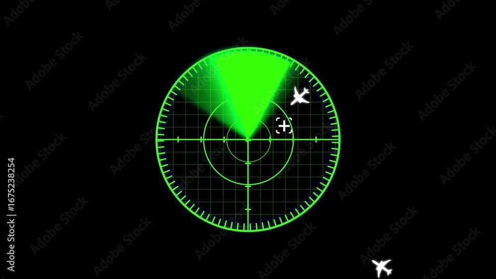 Aufkleber digital interface air traffic control radar animation green screen seamless loop airplane flight tra