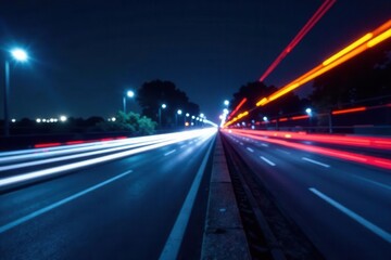 Blurred blue light trails, fast motion effect, background, visual, streak