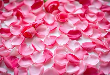 Obraz premium Soft pink and red rose petals strewn across a surface, creating a romantic background, rose, element