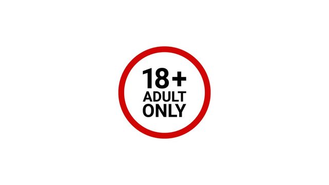 18 Plus Adults Only 3D Wooden Stamp Animation, 4K Stamping Effect on White Screen Background Design