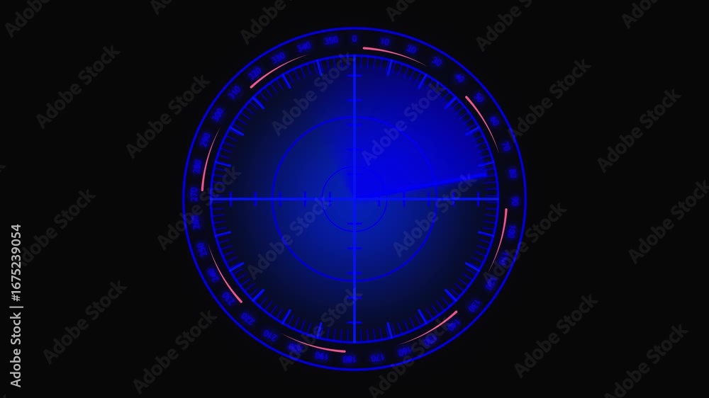 Aufkleber futuristic blue neon radar screen rotating animation hud interface sci fi cyberpunk detection tracki