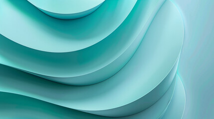 Obraz premium A smooth gradient background features layered curves in tranquil teal tones, providing a sleek and modern visual perfect for corporate settings. Ideal for branding and presentations