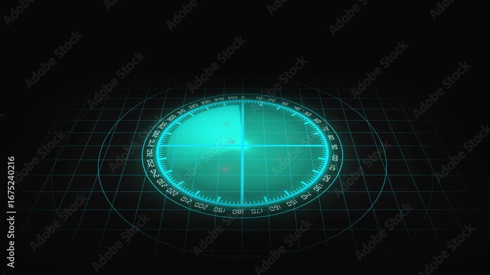 Aufkleber digital futuristic radar interface teal glowing display scanning surveillance tracking loops. teal g