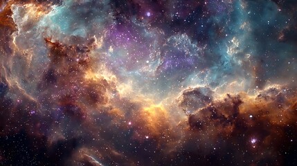 Fototapeta premium Space background with stars, nebula, and cosmic elements, depicting the vastness of the universe and space