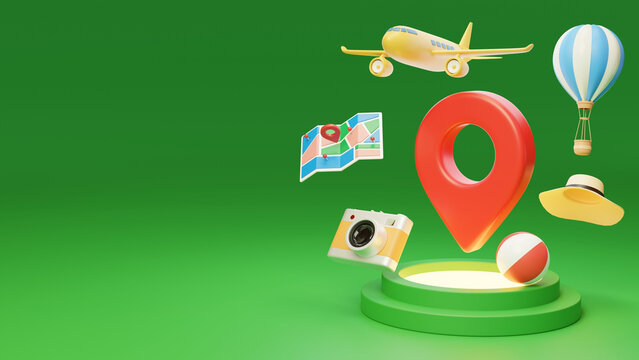 Travel, vacation, flight, coastal relaxation 3D