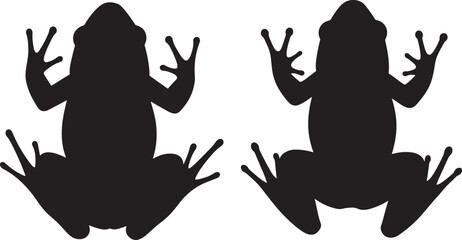 Two frogs in silhouette facing upwards