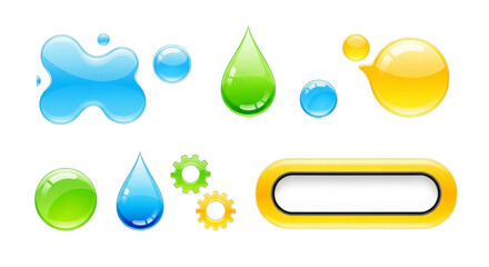 Glossy Frutiger Aero Shapes Collection, Abstract Elements Vector Illustration, Isolated Design on Transparent Background