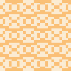 Seamless geometric pixel pattern in warm orange and beige tones for backgrounds and textile design