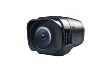 High resolution black dash camera, car dvr recorder, vehicle camcorder, automotive video system isolated on transparent background