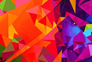 Vibrant geometric abstract art, dynamic textures, bold colors , modern wallpaper, abstract