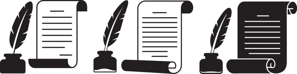 Vintage writing tools and scrolls silhouette