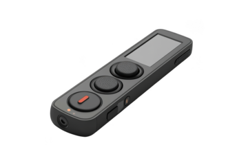 Presentation clicker remote control pointer with screen and buttons for slideshows and meetings isolated on transparent background