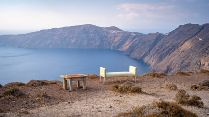 Hiking track from Fira to Oia in Santorini, Greece