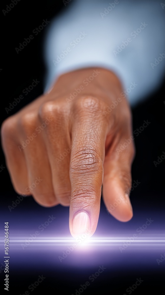 Aufkleber finger activating digital interface element, seamless interaction with touchscreen technology.