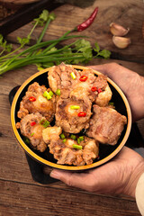 Spicy Stewed Oxtail with Bone Marrow in Bowl - Traditional Comfort Food Dish