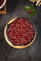 Fresh Red Kidney Beans from Guizhou in Rustic Wooden Bowl - Healthy Legumes and Grains for Farmhouse Kitchen