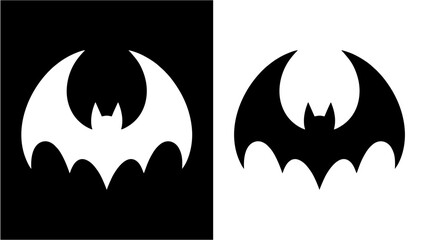 Black and White Bat Vector Silhouette