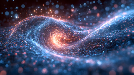 A hypnotic whirlpool of luminous particles suspended in mid-air,Digital Art Black Hole Neural Network Futuristic Sci-Fi Cosmic Vortex