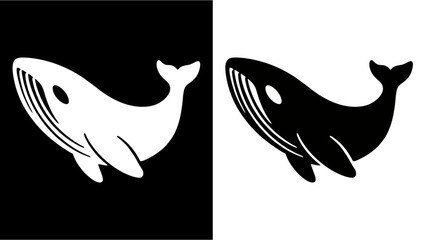 Black and White Whale Silhouette Vector