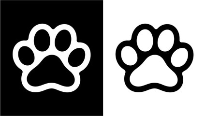 Black and White Cat Paw and Dog Paw Print Vector