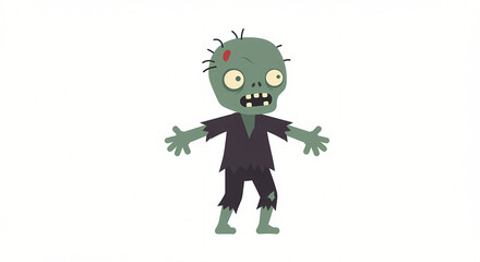Vector illustration concept of a cute but creepy green zombie character for Halloween, isolated on a white background