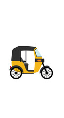 Flat clean vector illustration of Indonesian traditional becak (rickshaw). Simple, modern, and colorful flat design suitable for infographics, tourism posters, and educational materials.