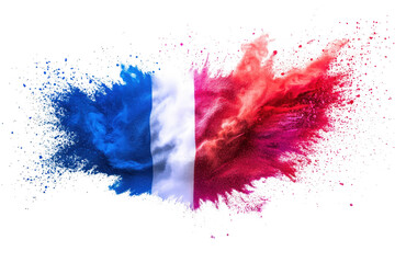 Colorful representation of the Netherlands flag showcasing red, white, and blue with vibrant splashes highlighting national pride and identity