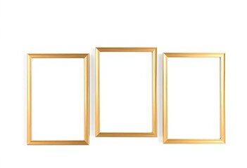 Three empty picture frames on a white background, ready for your photos,  copy space,  template