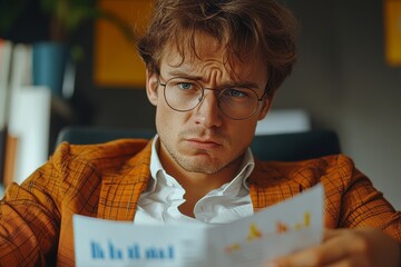 Close up portrait of an angry young man sitting in the chair, Generative AI