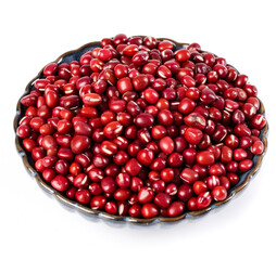 Red Adzuki Beans in Bowl on White Background - Healthy Vegan Protein Source