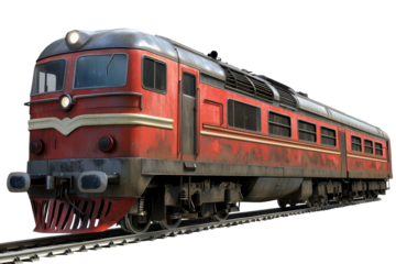 Detailed view of a red train locomotive showcasing vintage design and robust engineering in high resolution