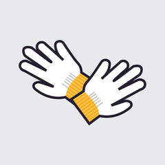 Obraz premium Icon of white safety gloves with bold outlines and flat colors, designed for protection themes. Suitable for construction, healthcare, sports, web icons, mobile apps, and industrial projects.