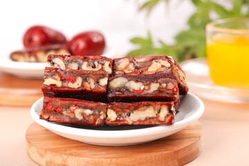 Xinjiang Jujube Walnut Bars - Traditional Chinese Sweet Confection with Fresh Dates and Nuts