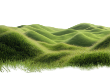 Lush green grassy hills under a clear sky showcasing vibrant textures and gentle undulations in a serene landscape