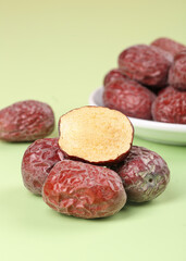 Dried Red Jujube Dates from Xinjiang China - Traditional Native Asian Fruit with Golden Interior