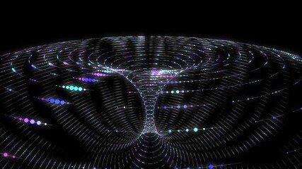 Abstract futuristic data torus from color glowing dots connecting lines. Big Data. Concept visualization for technology, analytics and network. - Powered by Adobe