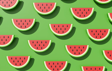 Summer watermelon fruit quenches thirst, plump and delicious 3D