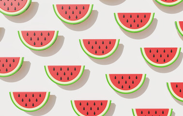Summer watermelon fruit quenches thirst, plump and delicious 3D