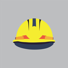 yellow hard hat in bold flat style. Suitable for construction, industrial, and engineering projects, including web icons, company logos, safety presentations, and digital use.