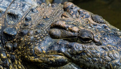 Fototapeta premium Close-up view of a crocodile's head