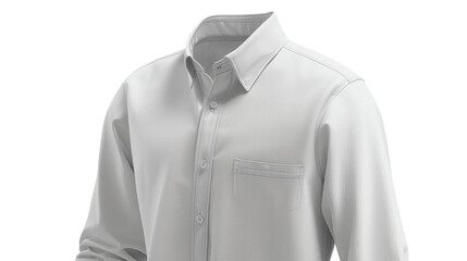 Realistic Rendered White Oxford Dress Shirt Close Up Garment Mockup
