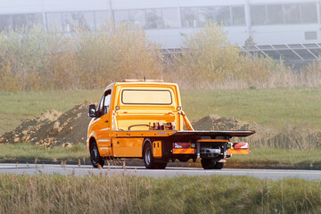 Roadside emergency transport vehicle heading back