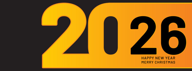 Happy new year 2026, horizontal banner. Brochure or calendar cover design template. Cover of business diary for 20 26 with wishes. The art of cutting paper.
