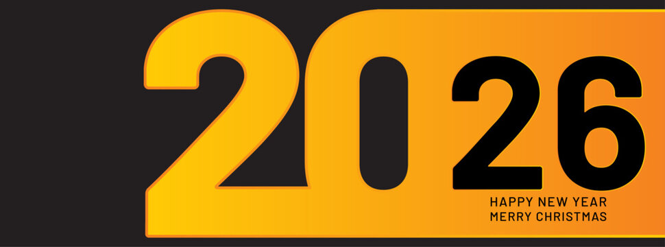 Happy new year 2026, horizontal banner. Brochure or calendar cover design template. Cover of business diary for 20 26 with wishes. The art of cutting paper.