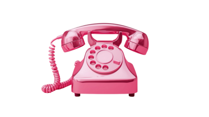 Shiny Metallic Pink Rotary Telephone Nostalgic Communication Instrument Still Life